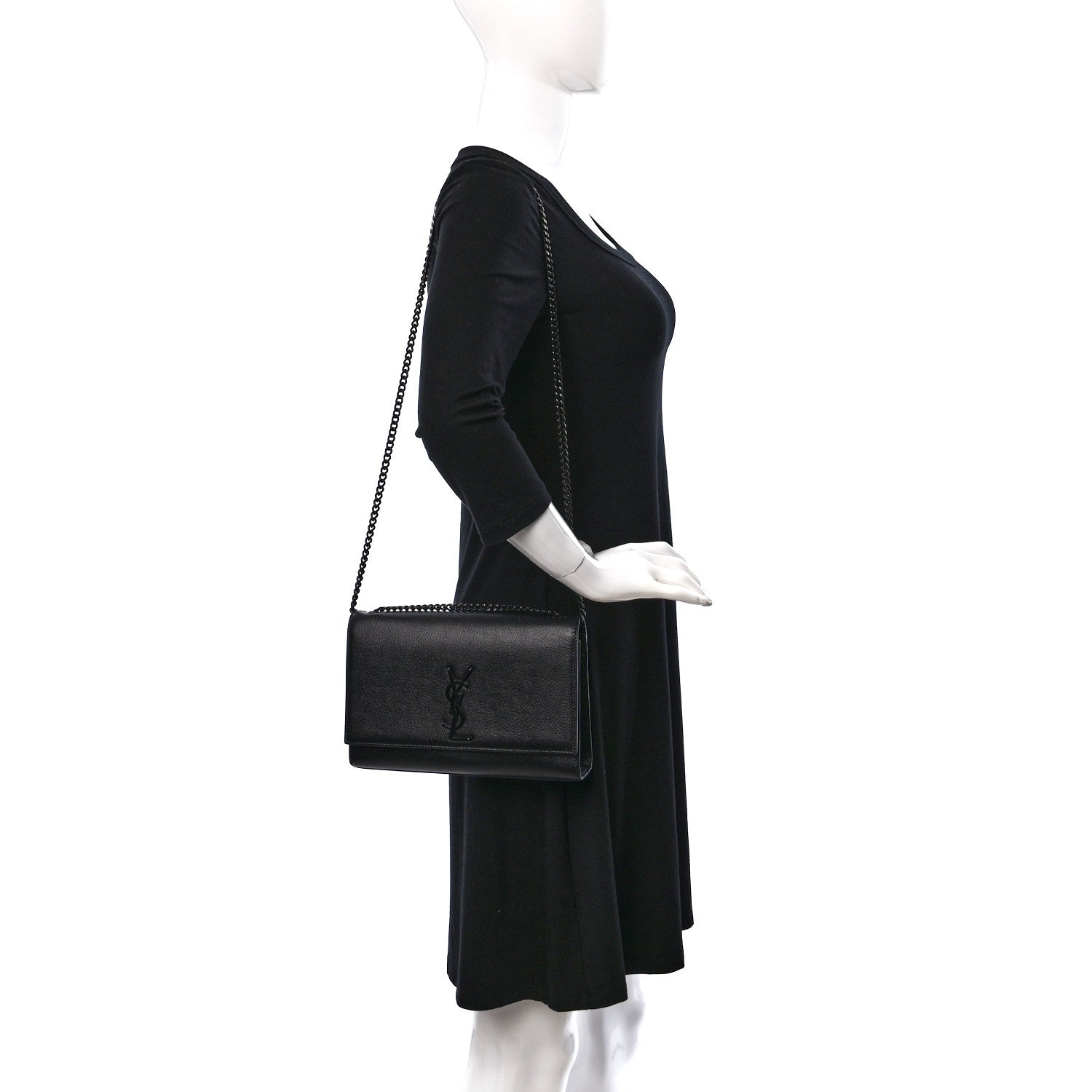 Saint Laurent Grain De Poudre Medium Classic Monogram Monochrome Kate Satchel Black 2 of 18