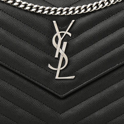 Saint Laurent Grain De Poudre Matelasse Chevron Monogram Chain Wallet Black 7 of 9