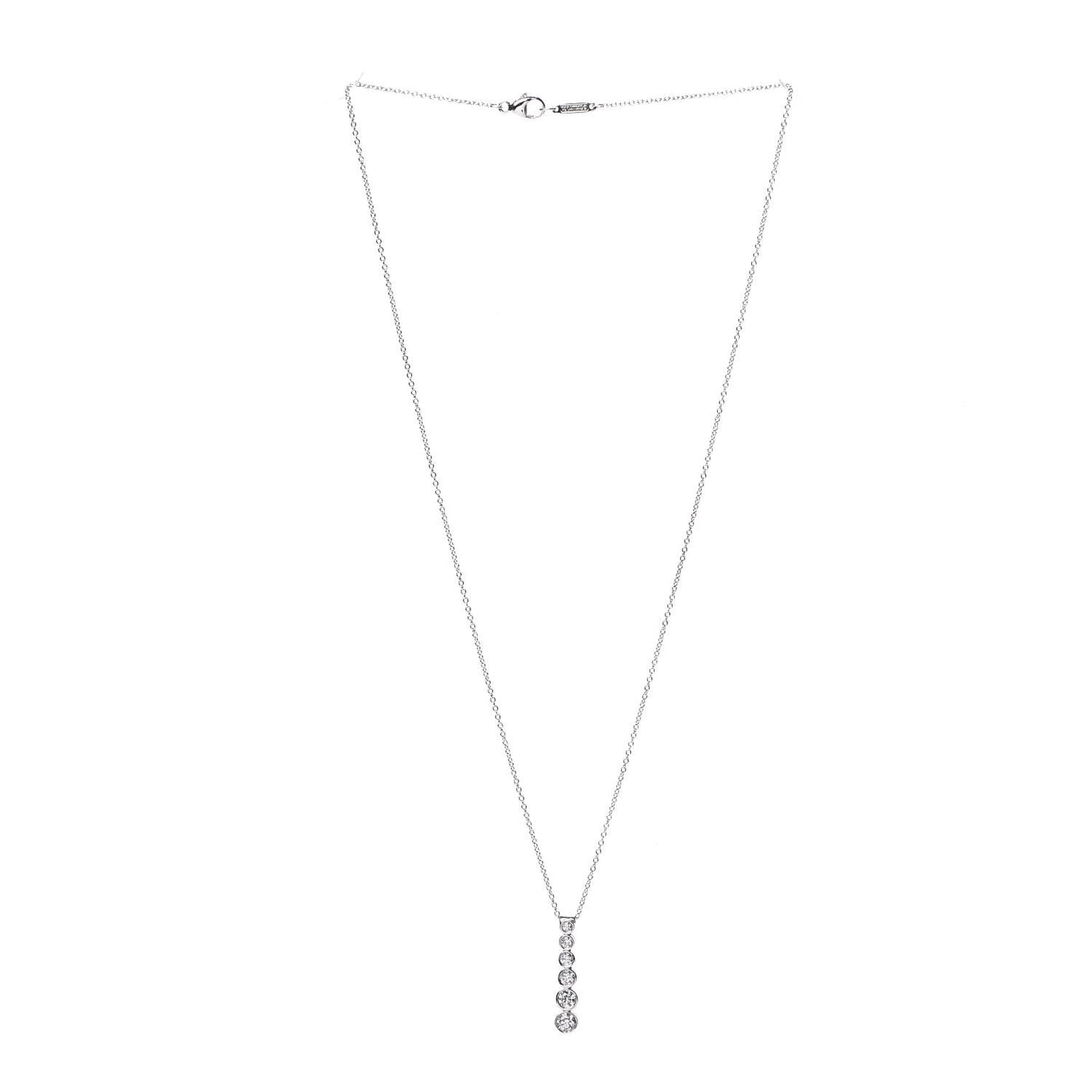 Platinum Diamond Jazz Graduated Drop Pendant Necklace