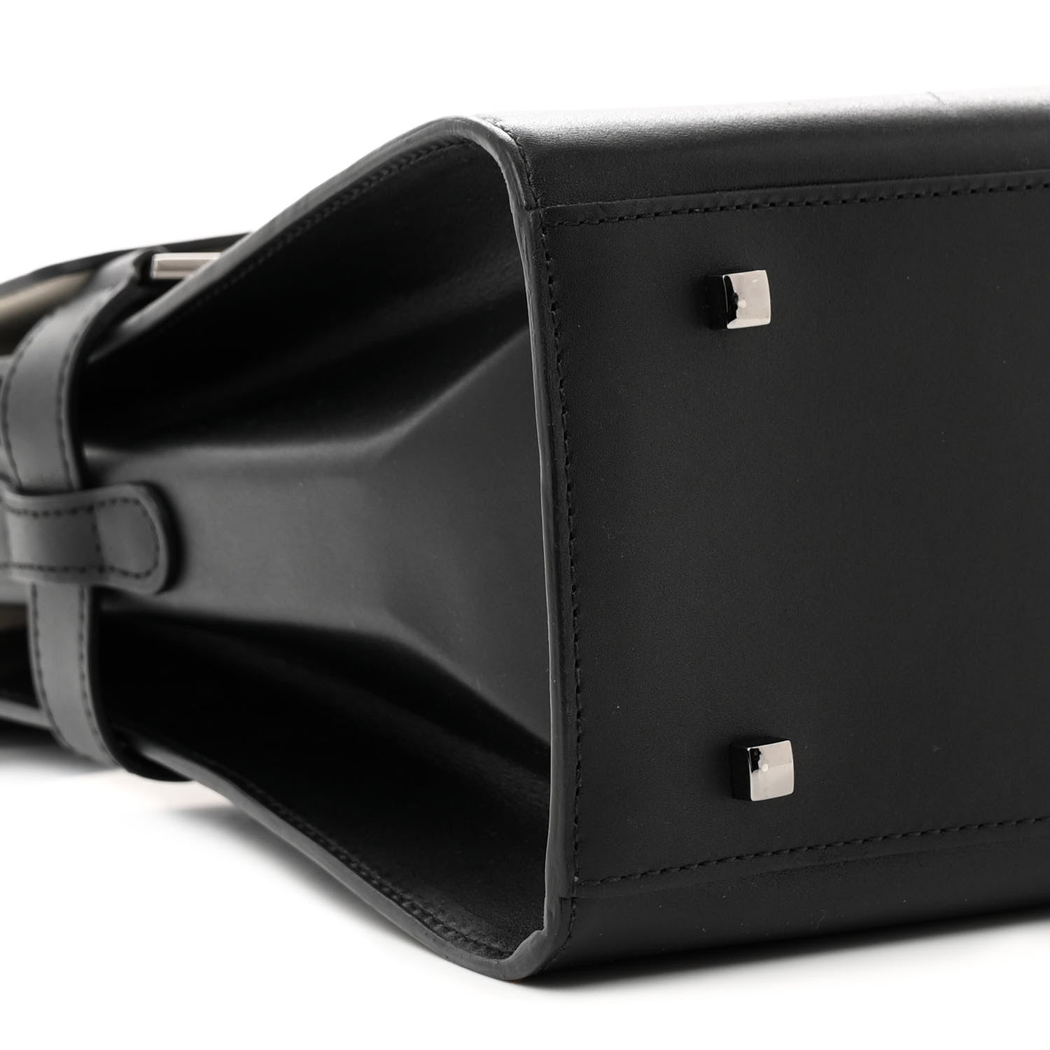 Delvaux Calfskin Patent Calfskin GM Tempete Satchel Black White 9 of 18