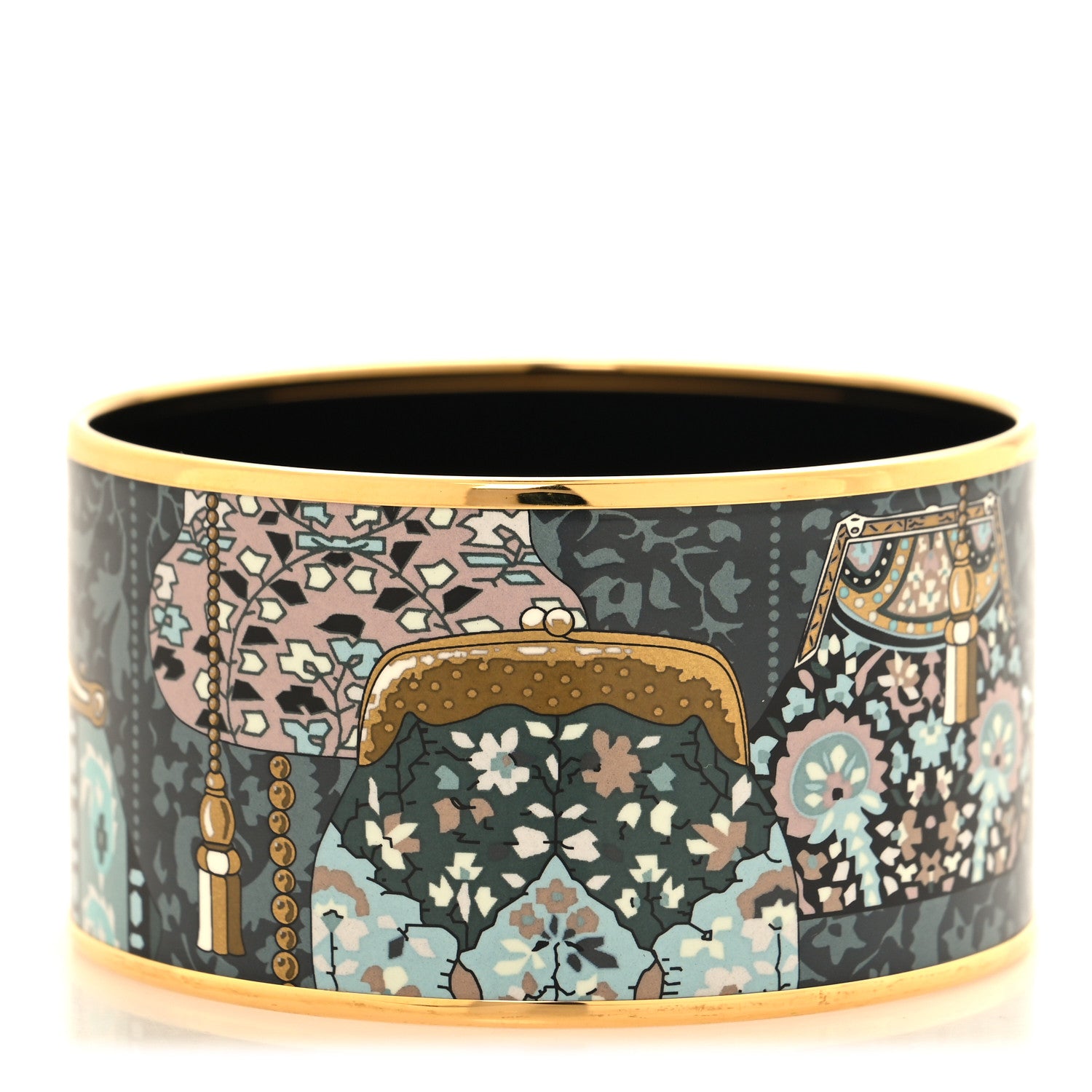 Hermes Enamel Printed Cachemire de Tamara Extra Wide Bracelet 65 1 of 5