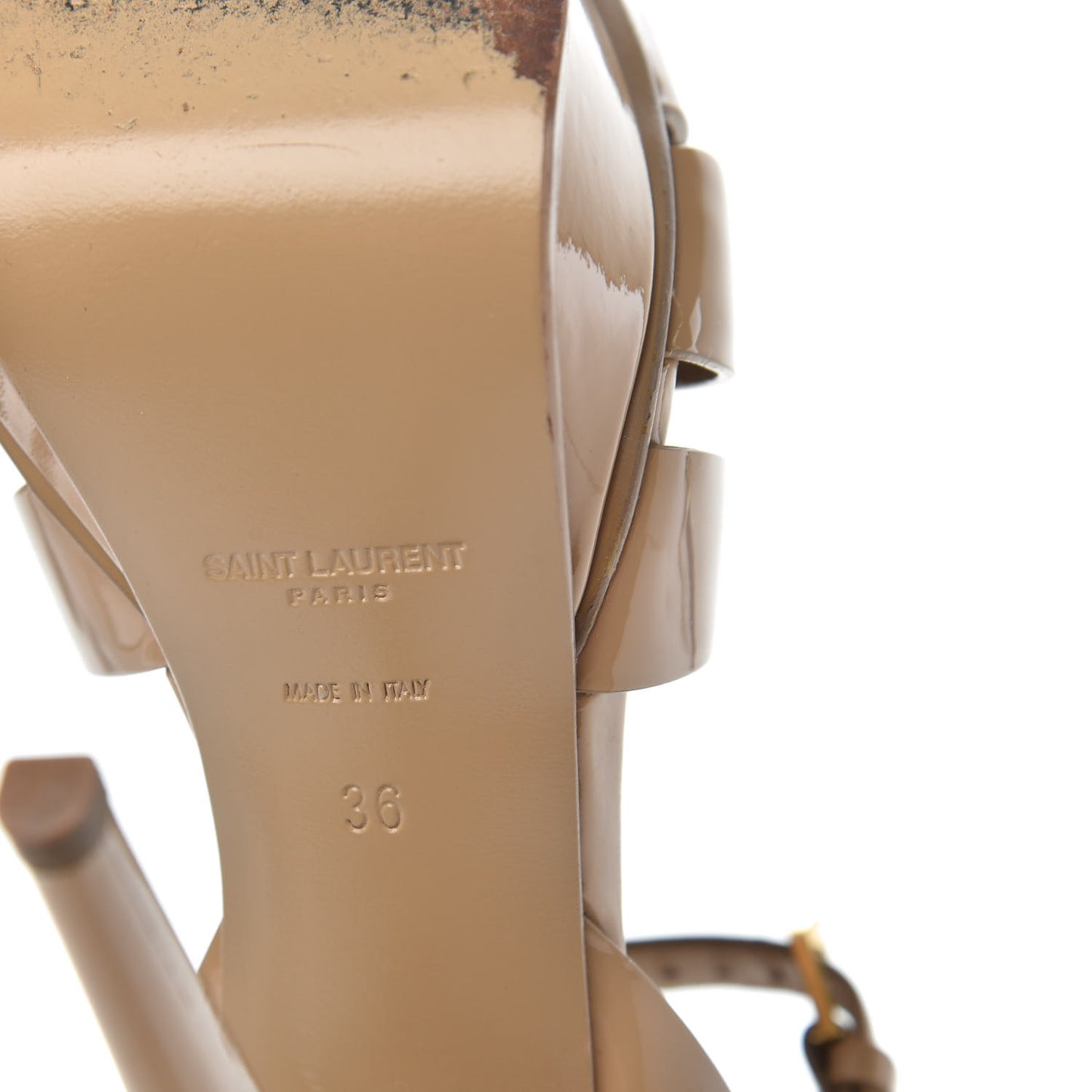 Patent Tribute 105 Platform Sandals 36 Nude Powder