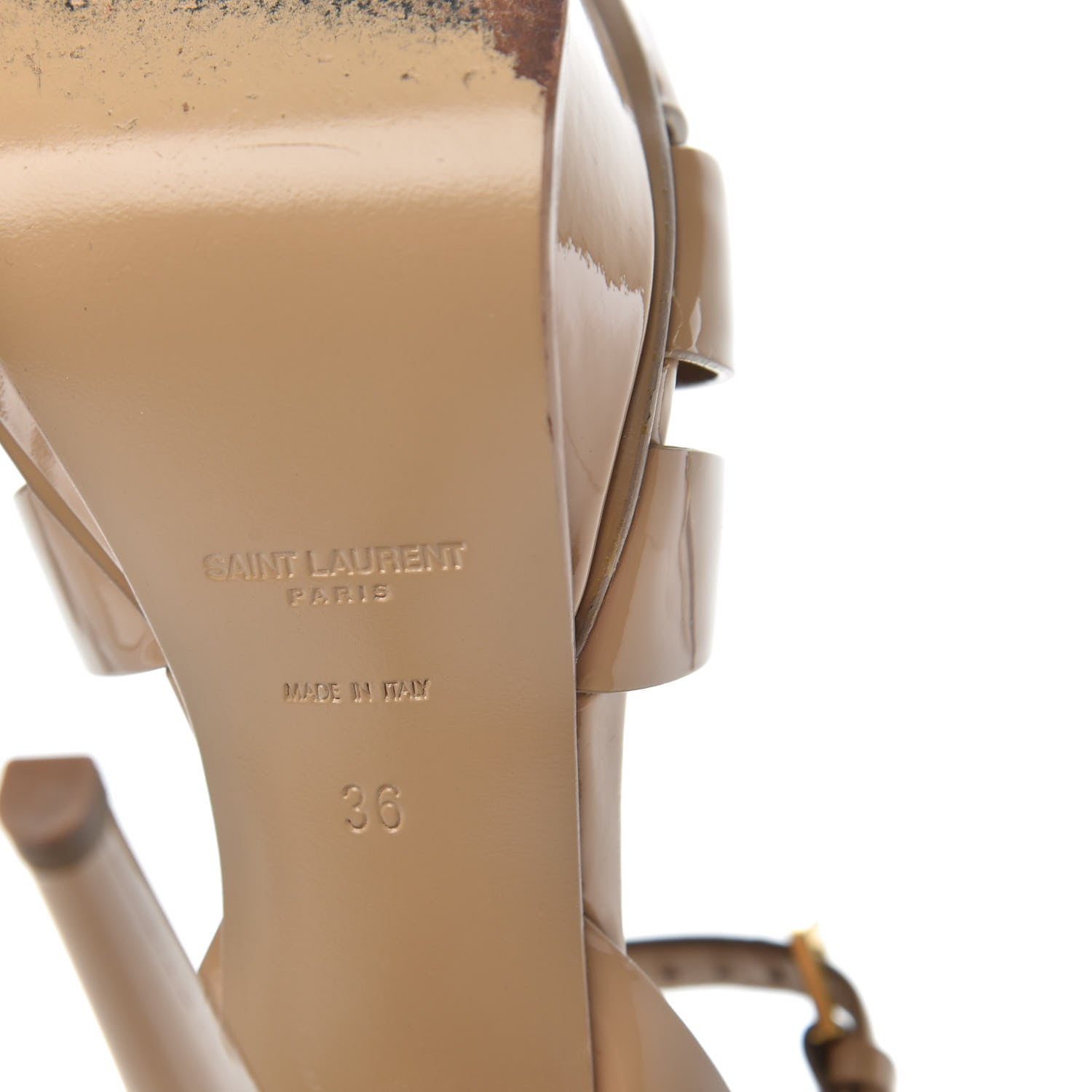 Saint Laurent Patent Tribute 105 Platform Sandals 36 Nude Powder 7 of 9