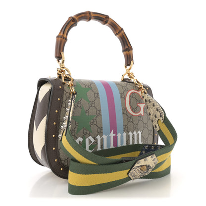 Gucci GG Supreme Monogram Studded Calfskin Centum Medium Bamboo 1947 Top Handle Bag Beige Ebony Multicolor 4 of 10