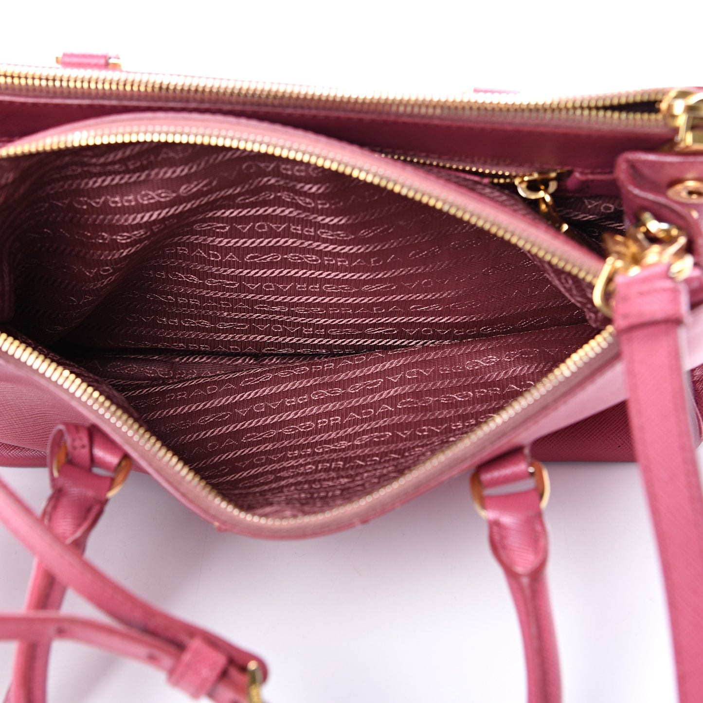 Saffiano Small Galleria Double Zip Tote Fuxia