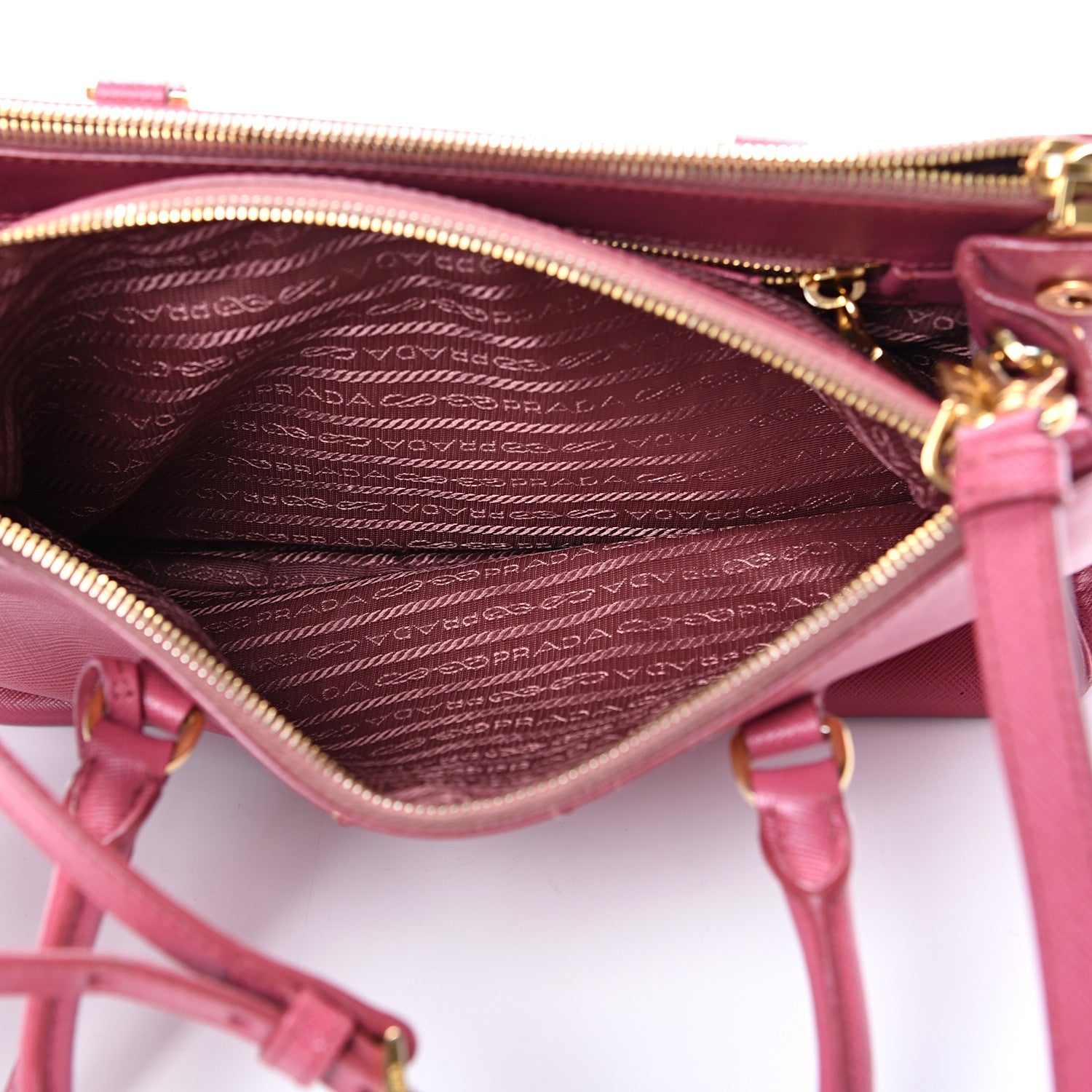 Prada Saffiano Small Galleria Double Zip Tote Fuxia 6 of 22