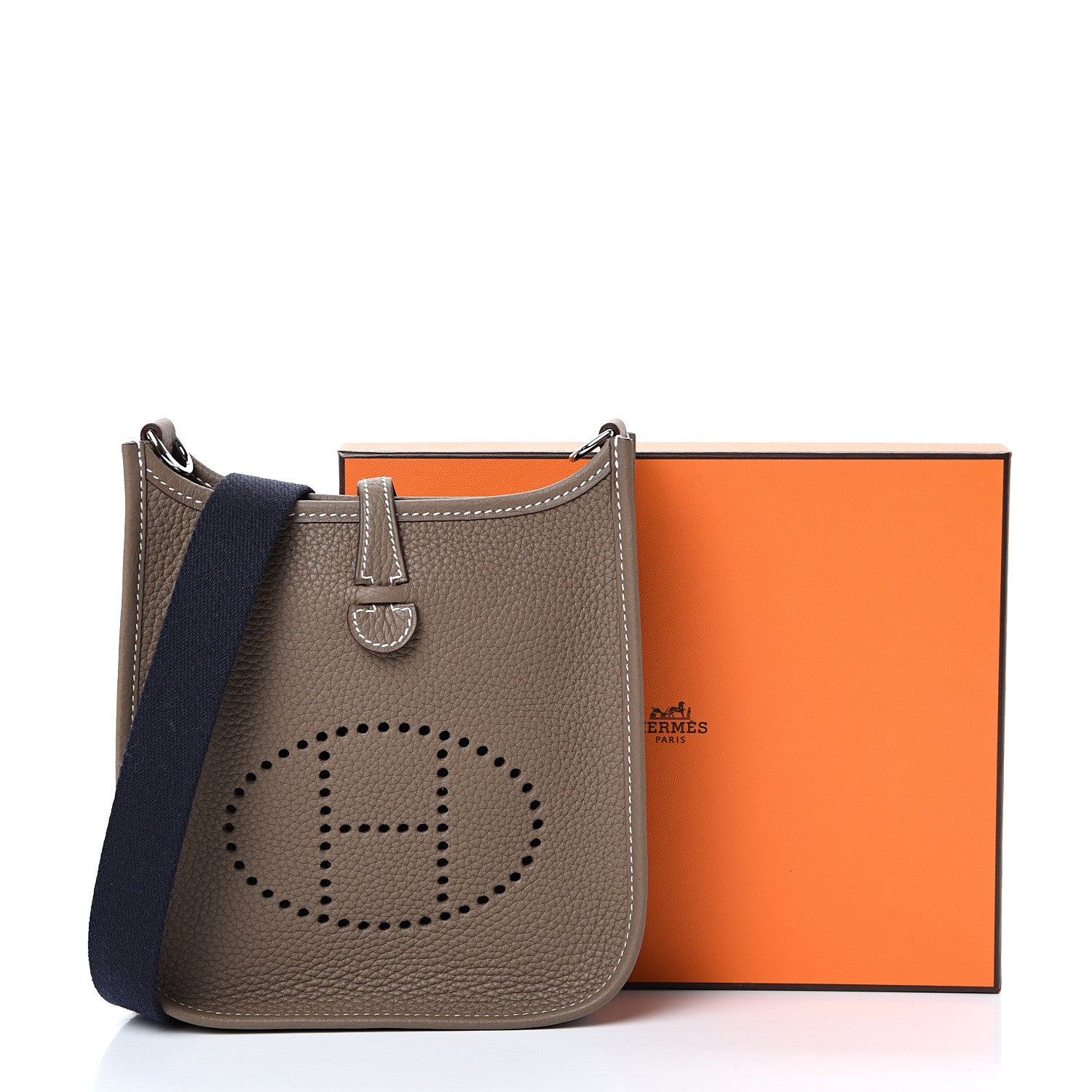 Hermes Taurillon Clemence Amazone Evelyne TPM Etoupe Bleu Indigo 10 of 10