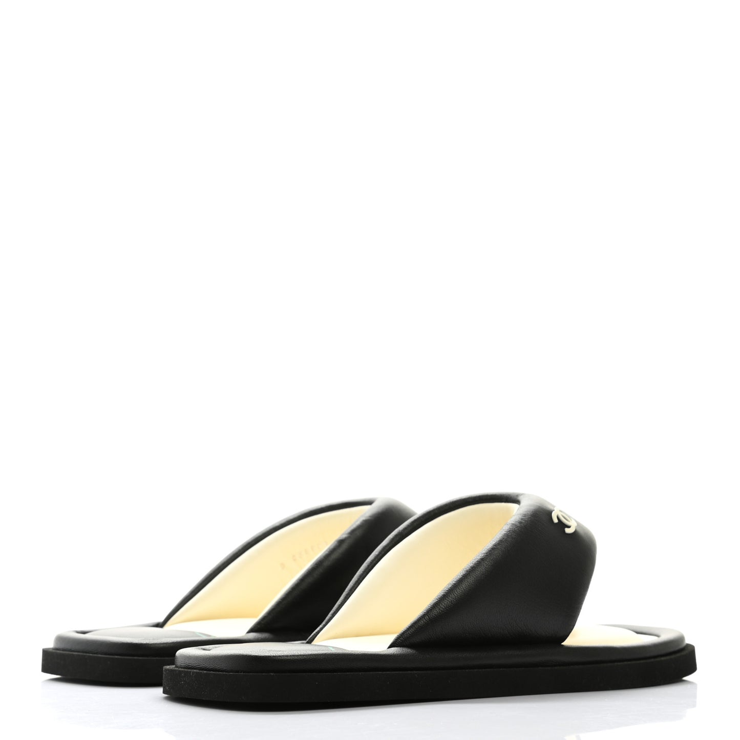 Lambskin CC Thong Sandals 38 Black
