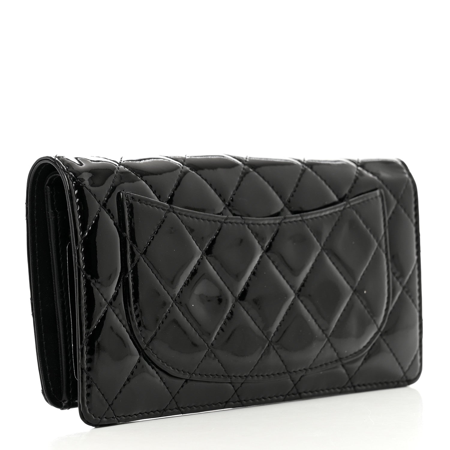 Chanel Patent Calfskin Quilted Yen Wallet Black 3 of 8