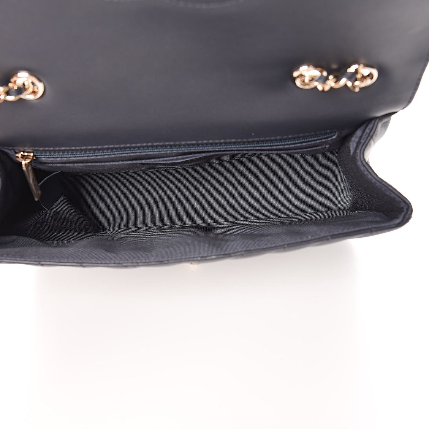 Calfskin Chevron Quilted Statement Flap Navy Blue