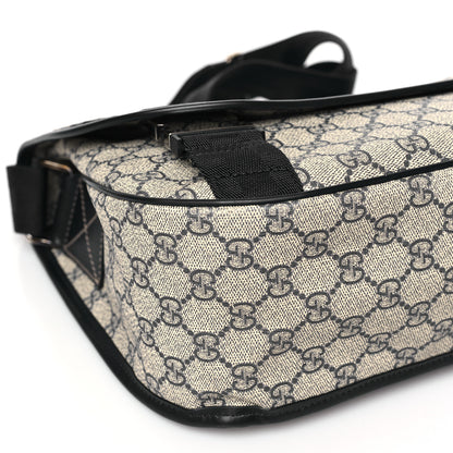 Gucci GG Plus Monogram Medium Double Buckle Flap Messenger Bag Beige Navy 8 of 10