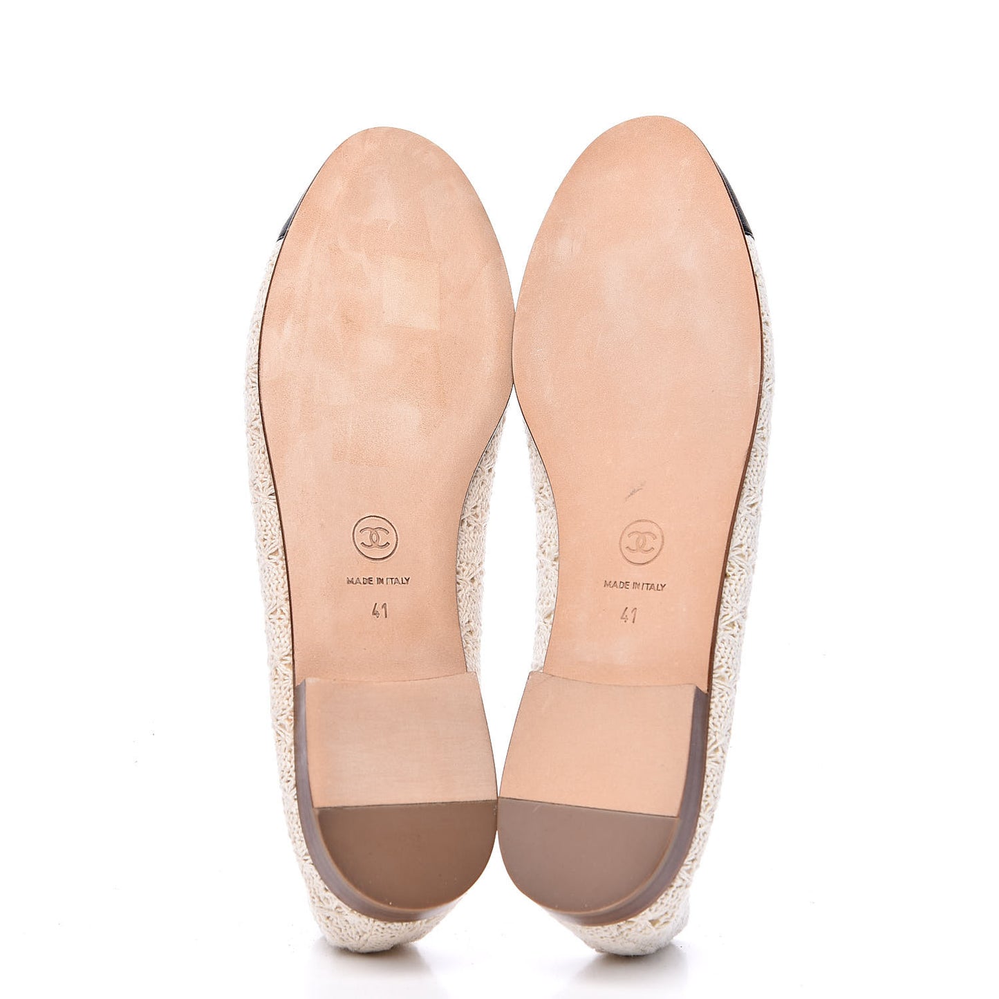 Crochet Cap Toe Ballerina Flats 41 Light Beige