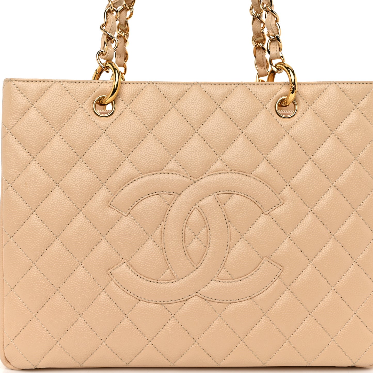 Caviar Quilted Grand Shopping Tote GST Beige