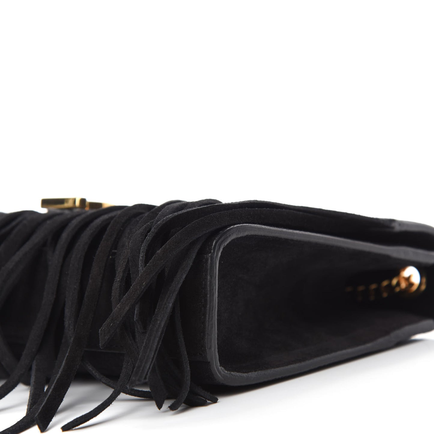 Suede Fringe Baby Monogram Satchel Black