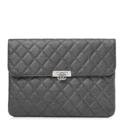 Chanel Metallic Caviar Quilted Medium Golden Class Pouch Dark Grey 1 of 8