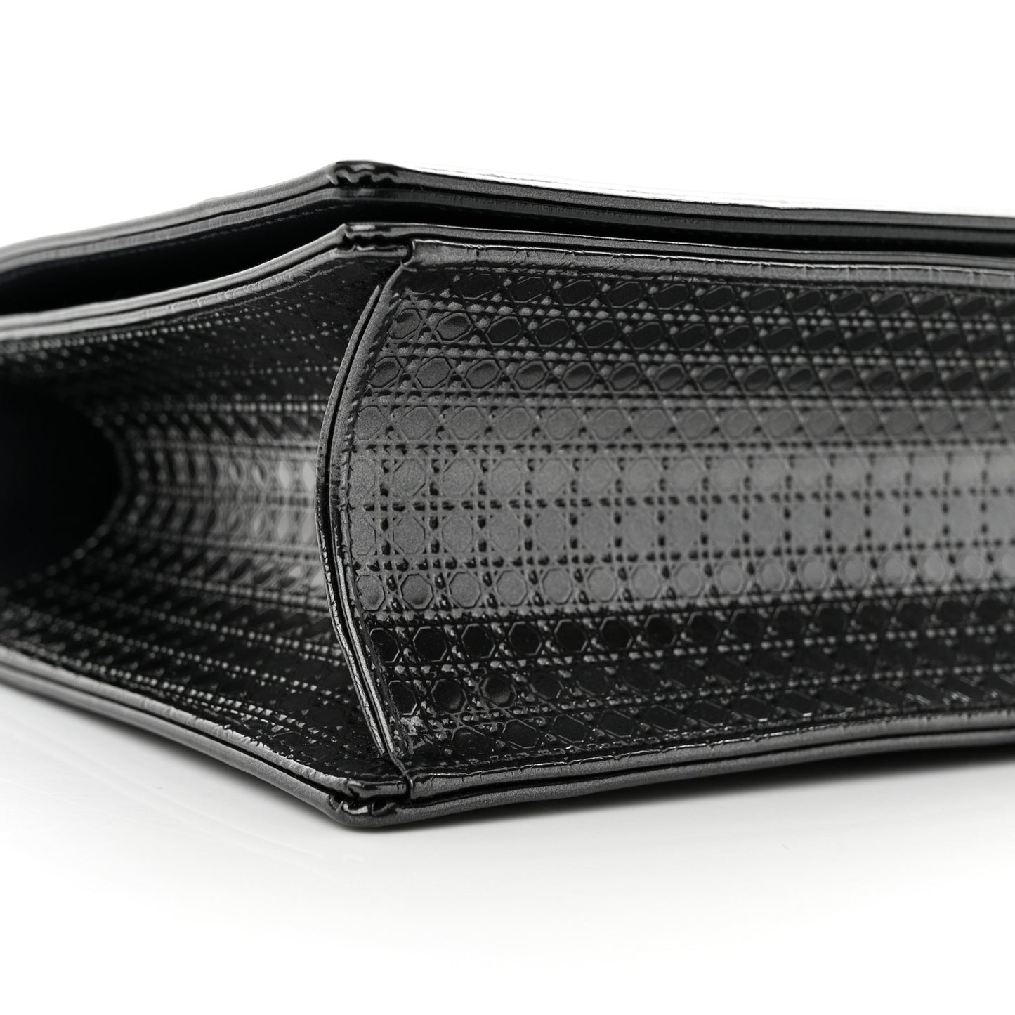 Metallic Patent Micro-Cannage Medium Diorama Flap Bag Onyx Black