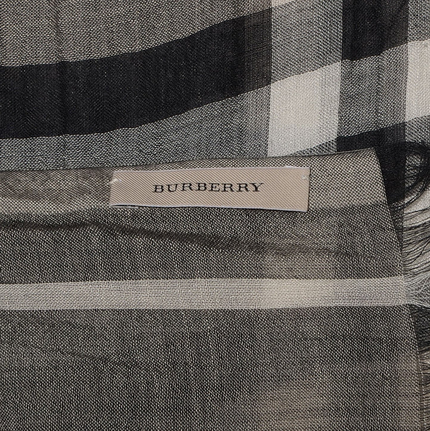 Silk Wool Giant Check Scarf Grey