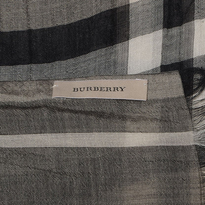Burberry Silk Wool Giant Check Scarf Grey 4 of 4