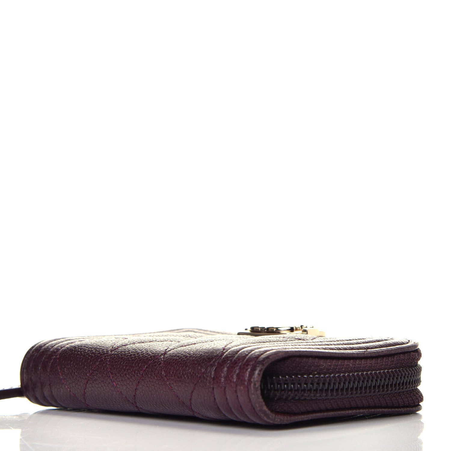 Chanel Caviar Quilted Boy Zip Around Coin Purse Wallet Dark Purple 8 of 9