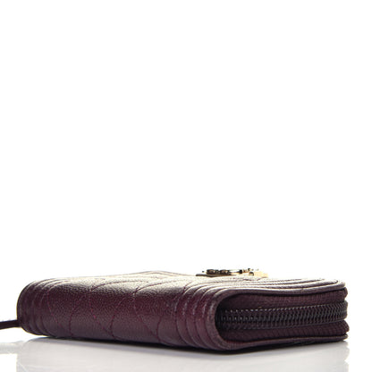 Chanel Caviar Quilted Boy Zip Around Coin Purse Wallet Dark Purple 8 of 9