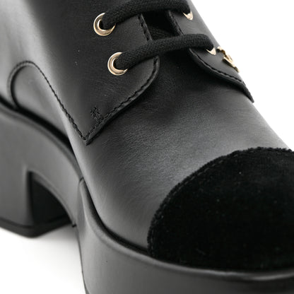 Chanel Calfskin Velvet CC Cap Toe Boots 38 Black 11 of 13