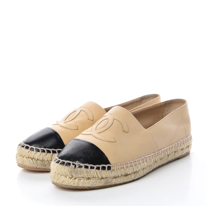 Chanel Lambskin CC Espadrilles 37 Beige Black 3 of 11