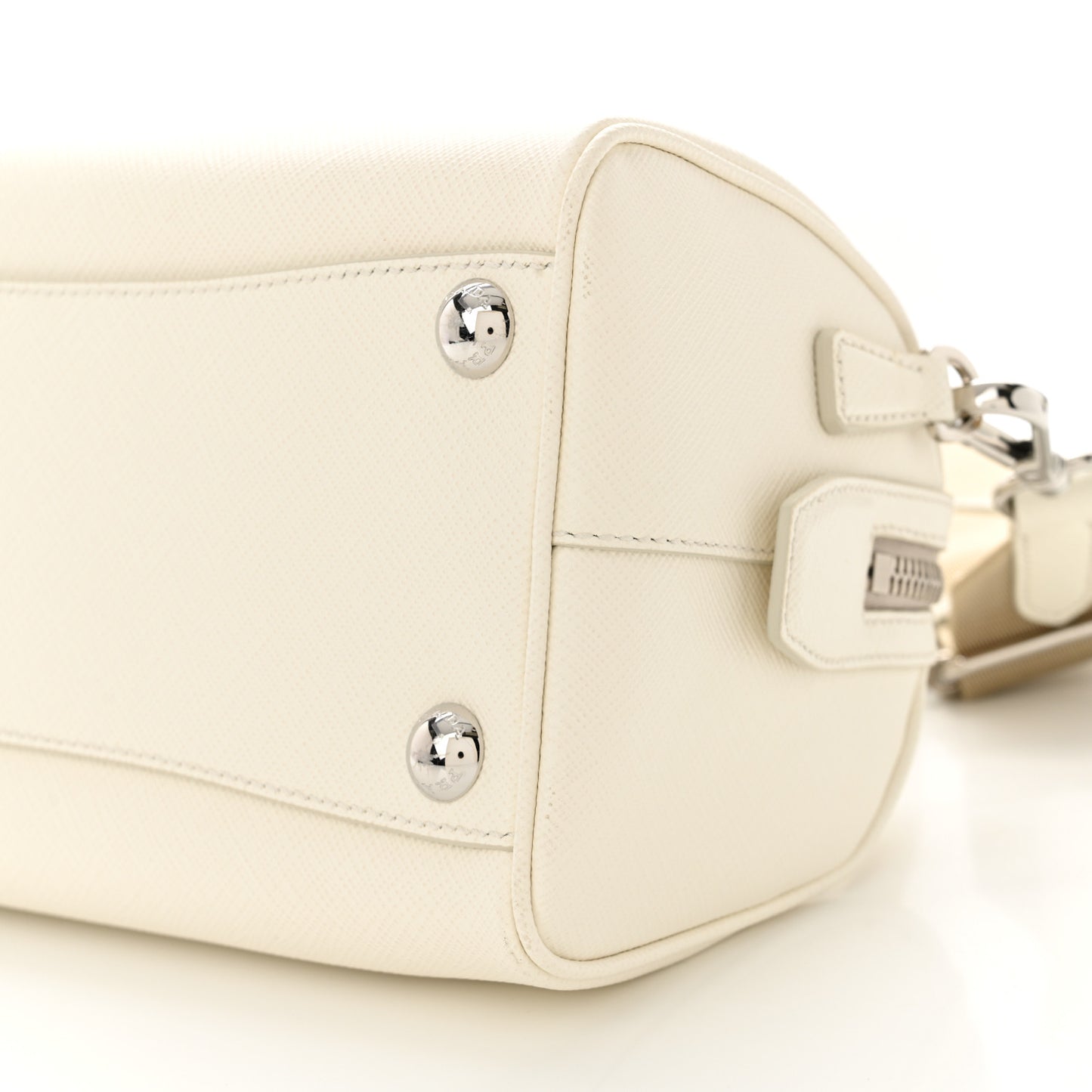 Saffiano Lux Top Handle Crossbody Bag White