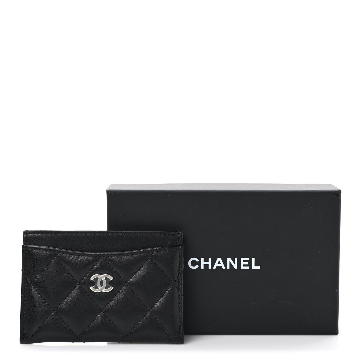 Lambskin Quilted Card Holder Black