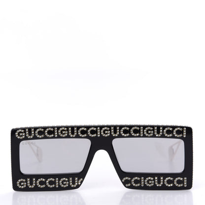 Gucci Acetate Crystal Mask-Frame Sunglasses GG0431S Black 2 of 10