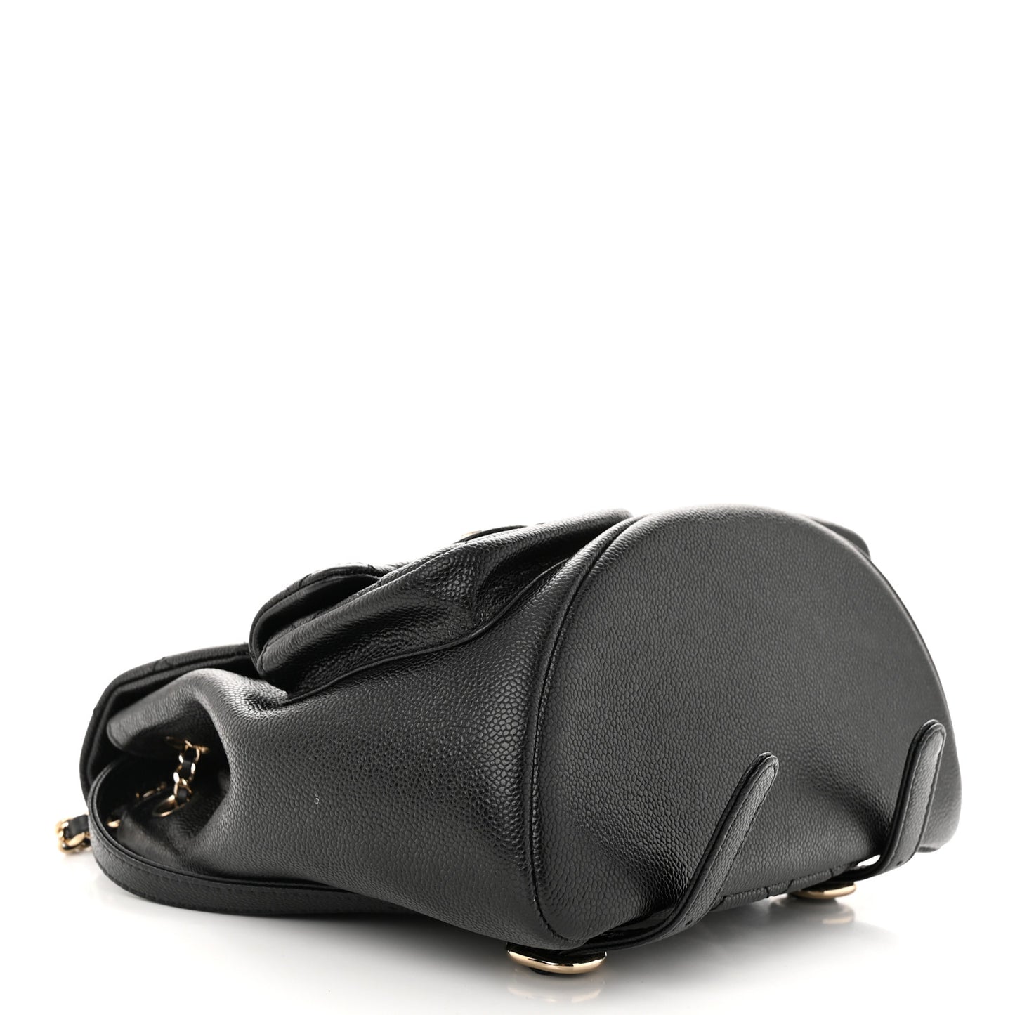 Shiny Caviar Quilted Medium Duma Pockets Drawstring Backpack Black