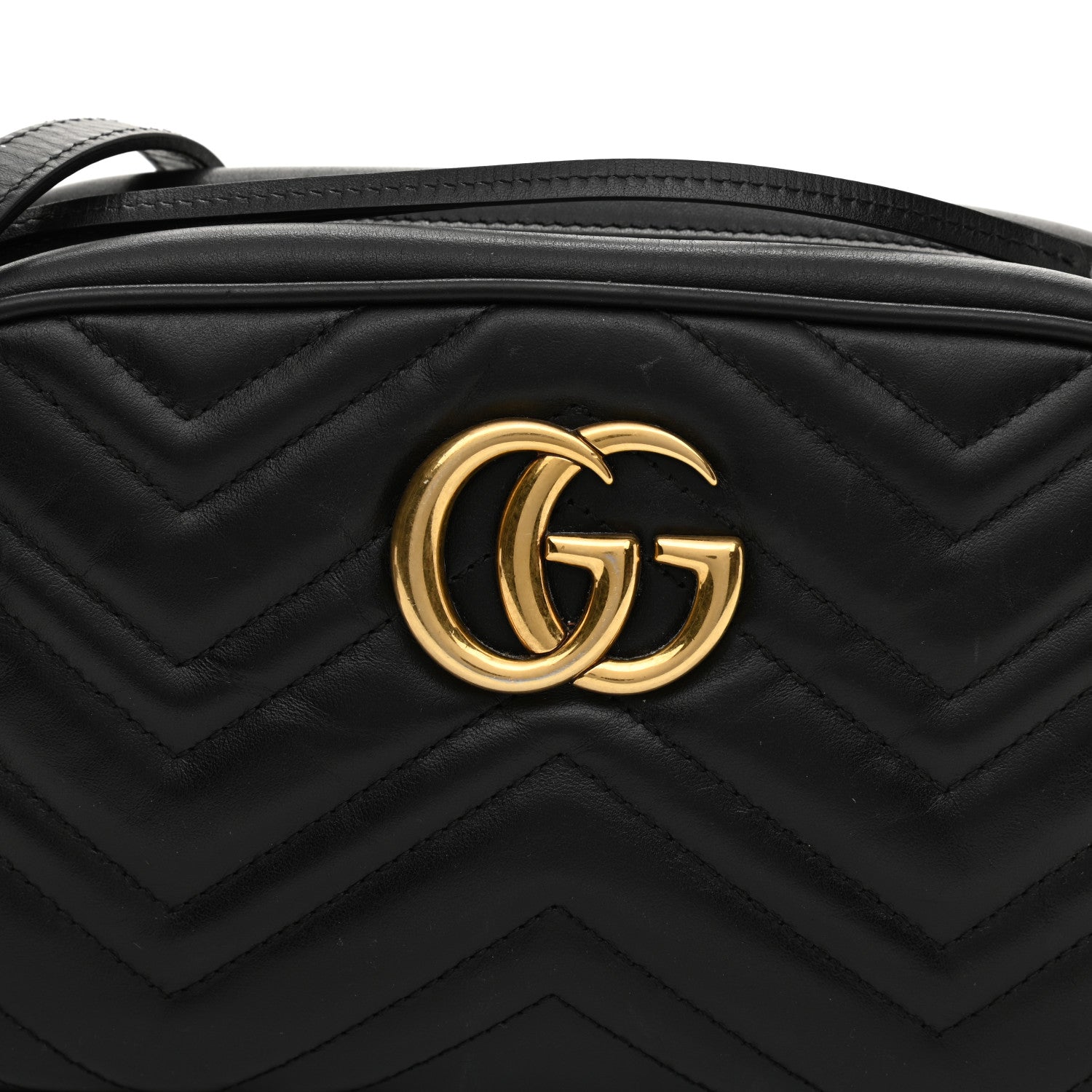 Gucci Calfskin Matelasse Small GG Marmont Chain Shoulder Bag Black 8 of 11
