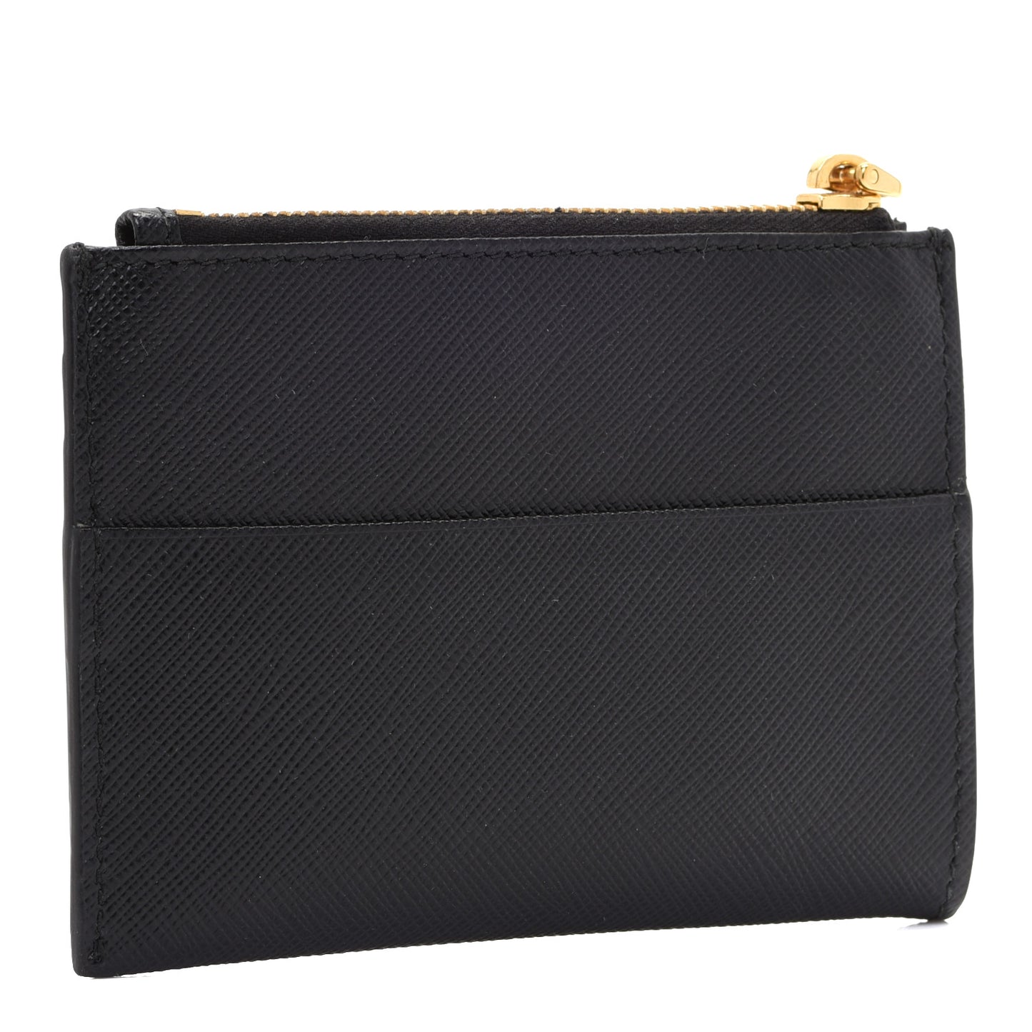 Saffiano Triangle Zip Card Holder Black