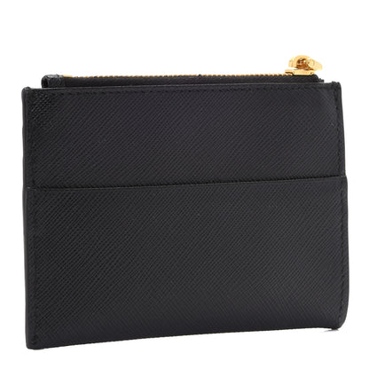 Prada Saffiano Triangle Zip Card Holder Black 3 of 7