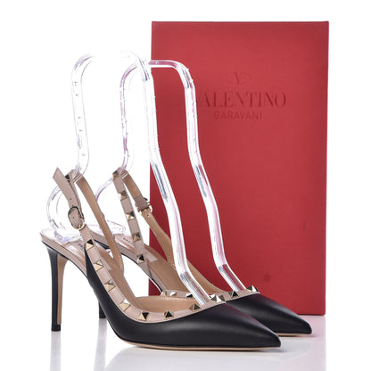 Valentino Garavani Nappa Rockstud Half D'Orsay Slingback 85mm Pumps 38.5 Black Poudre 9 of 9