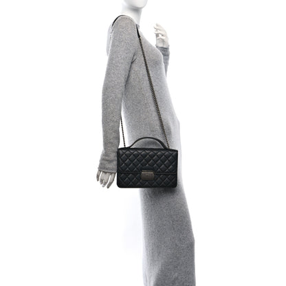 Chanel Goatskin Quilted Small CC University Top Handle Flap Black 2 of 10