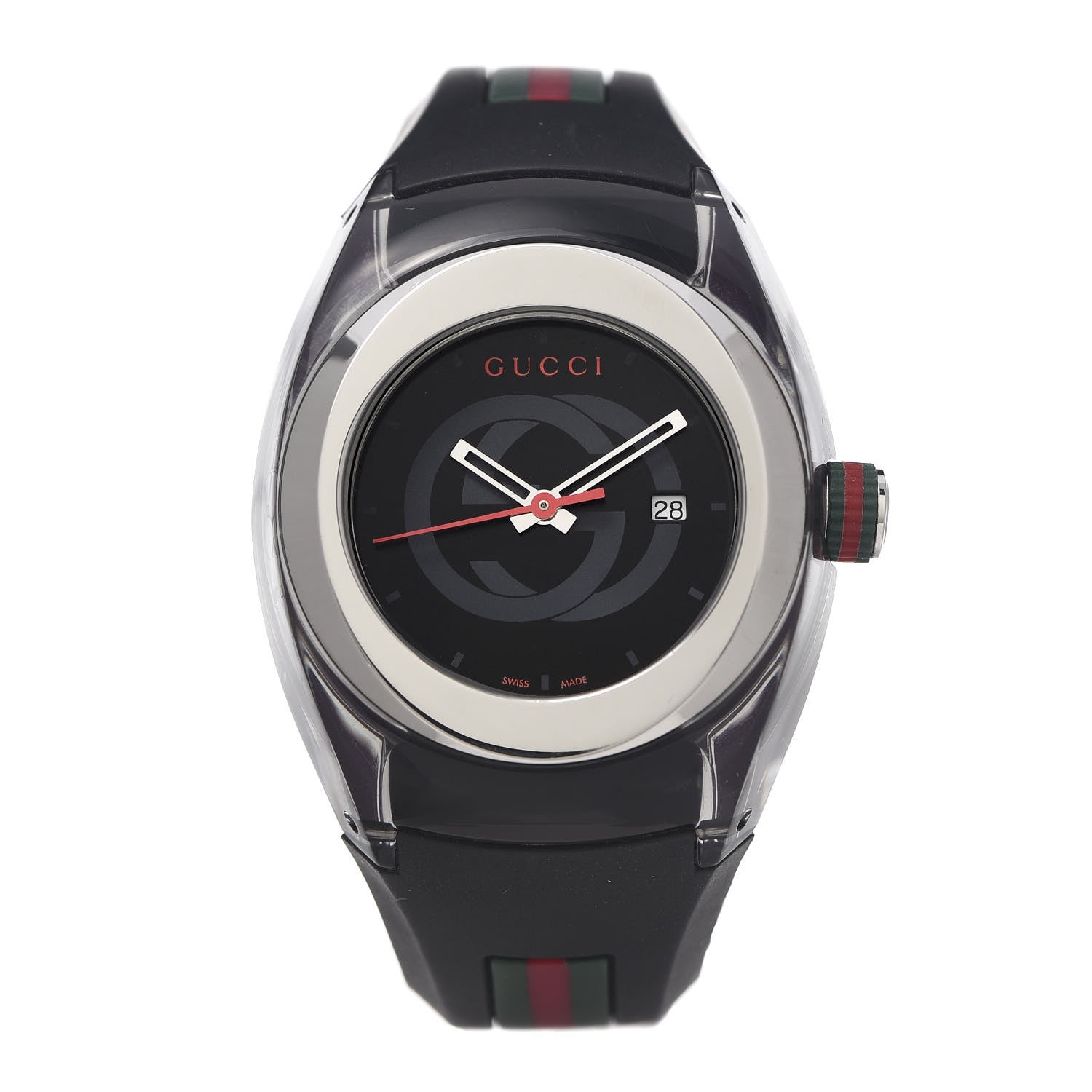 Gucci Stainless Steel Rubber 36mm Sync Web Quartz Watch Black 1 of 6