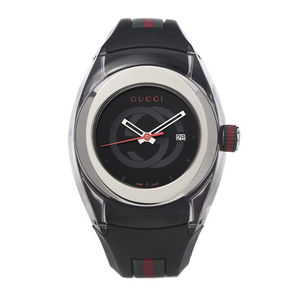 Gucci Stainless Steel Rubber 36mm Sync Web Quartz Watch Black 1 of 6