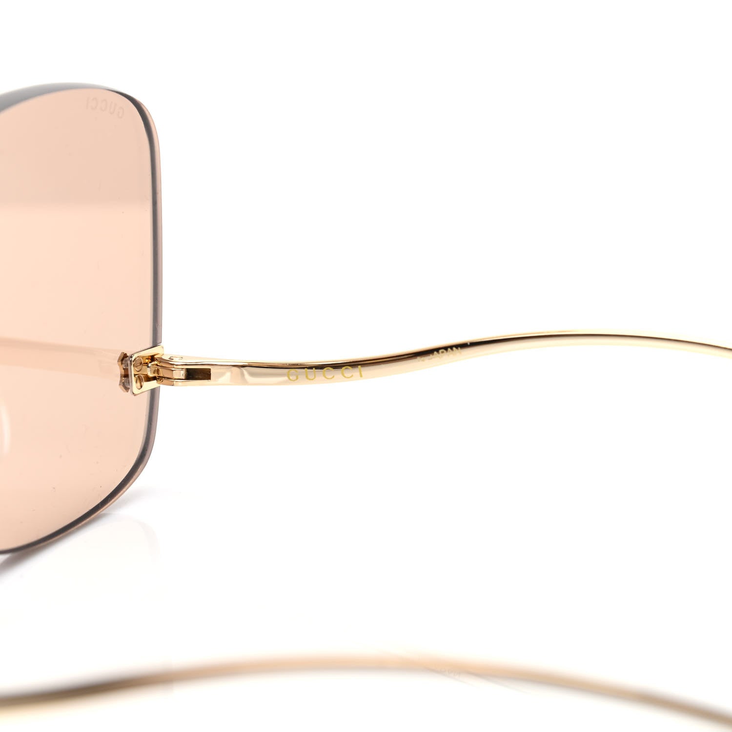 Gucci Acetate Metal Rimless Square Sunglasses GG0355S Gold 5 of 9