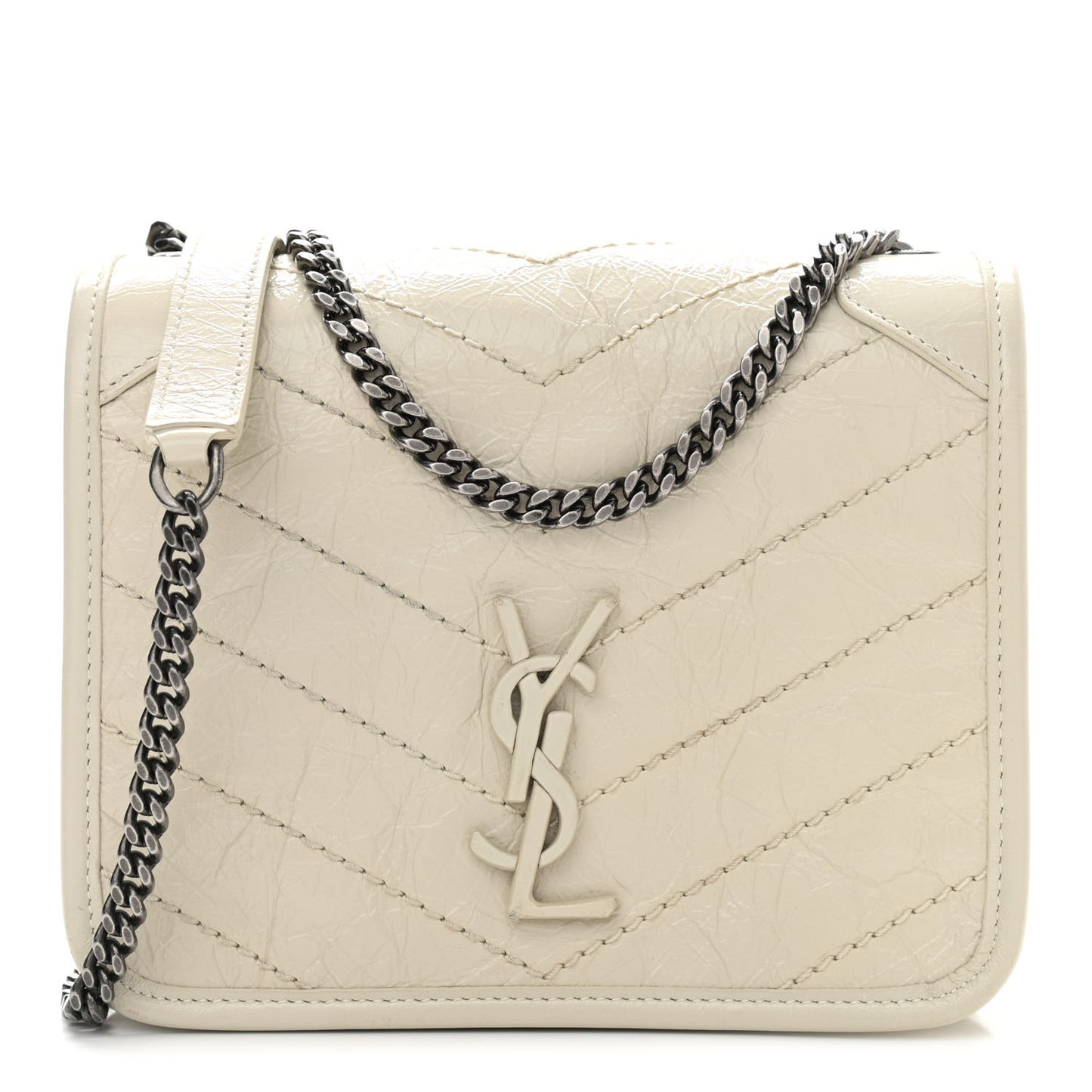 Crinkled Calfskin Matelasse Monogram Niki Chain Wallet Crema Soft