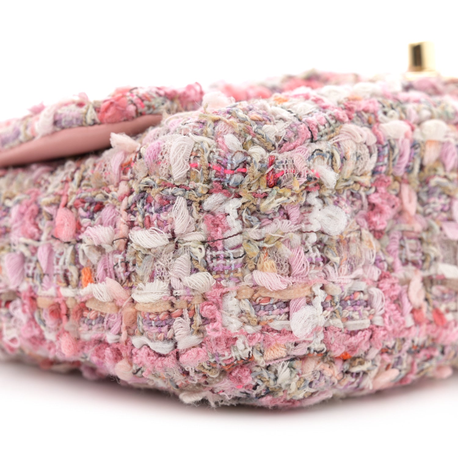 Chanel Tweed Mini Pearl Handle Flap Pink Beige Orange Ecru 9 of 11