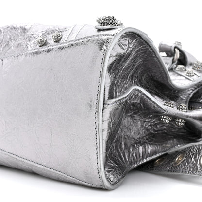 Balenciaga Agneau Arena Crystal Neo Cagole Handbag XS Silver 9 of 12