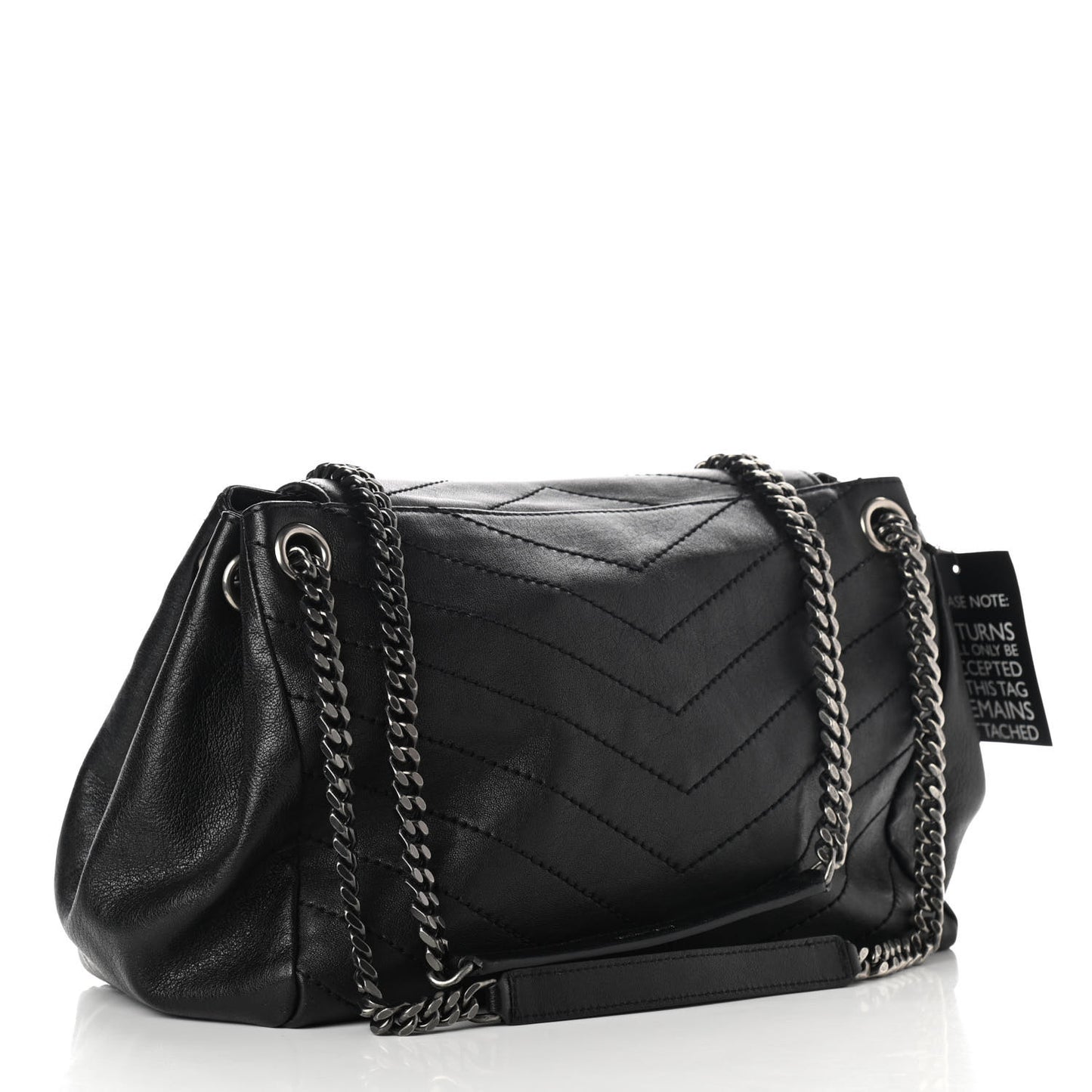 Pebbled Lambskin Chevron Monogram Large Nolita Black