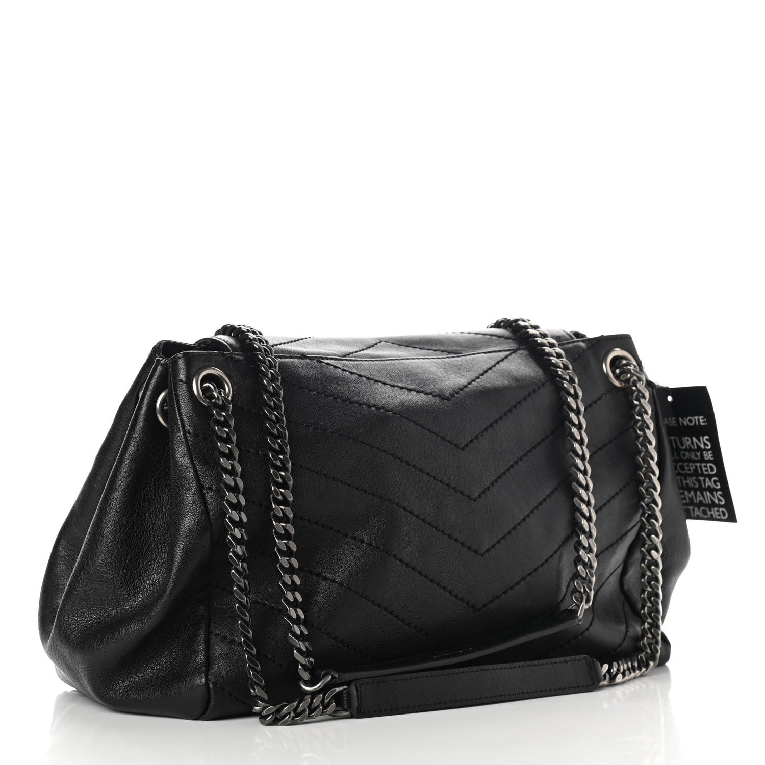 Saint Laurent Pebbled Lambskin Chevron Monogram Large Nolita Black 3 of 11