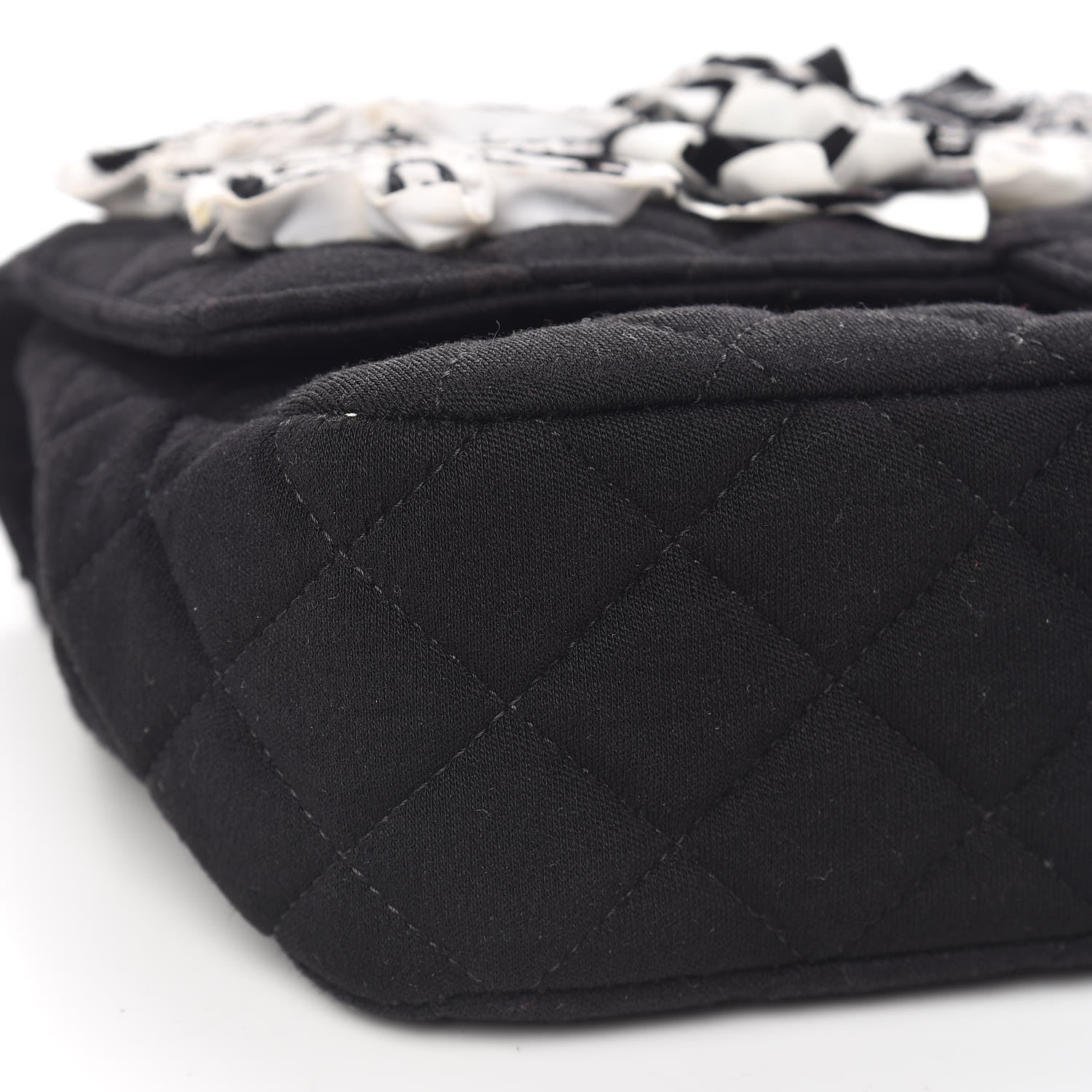 Chanel Jersey Quilted Embroidered Floral Medium Single Flap Black 8 of 10