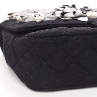 Chanel Jersey Quilted Embroidered Floral Medium Single Flap Black 8 of 10