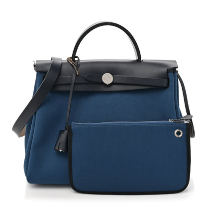 Hermes Toile Militaire Vache Hunter Herbag Zip Retourne 31 PM Black Blue De Malte 2 of 16