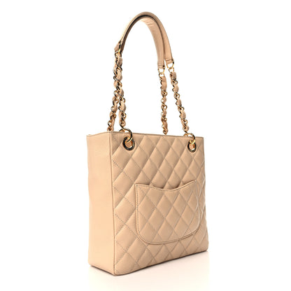 Chanel Caviar Quilted Petit Shopping Tote PST Beige Clair 3 of 12
