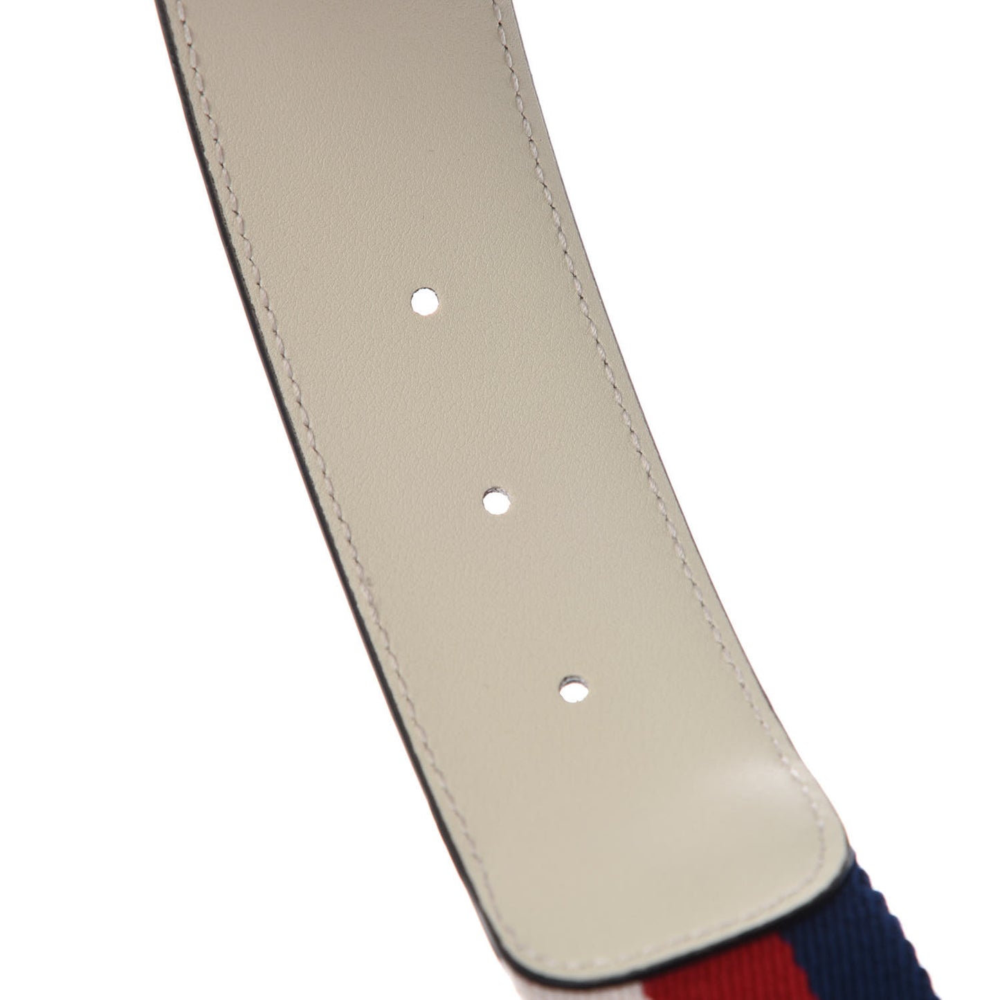 Nylon Calfskin Sylvie Web Double G 40mm Belt 95 38 Mystic White Hibiscus Red Maritime
