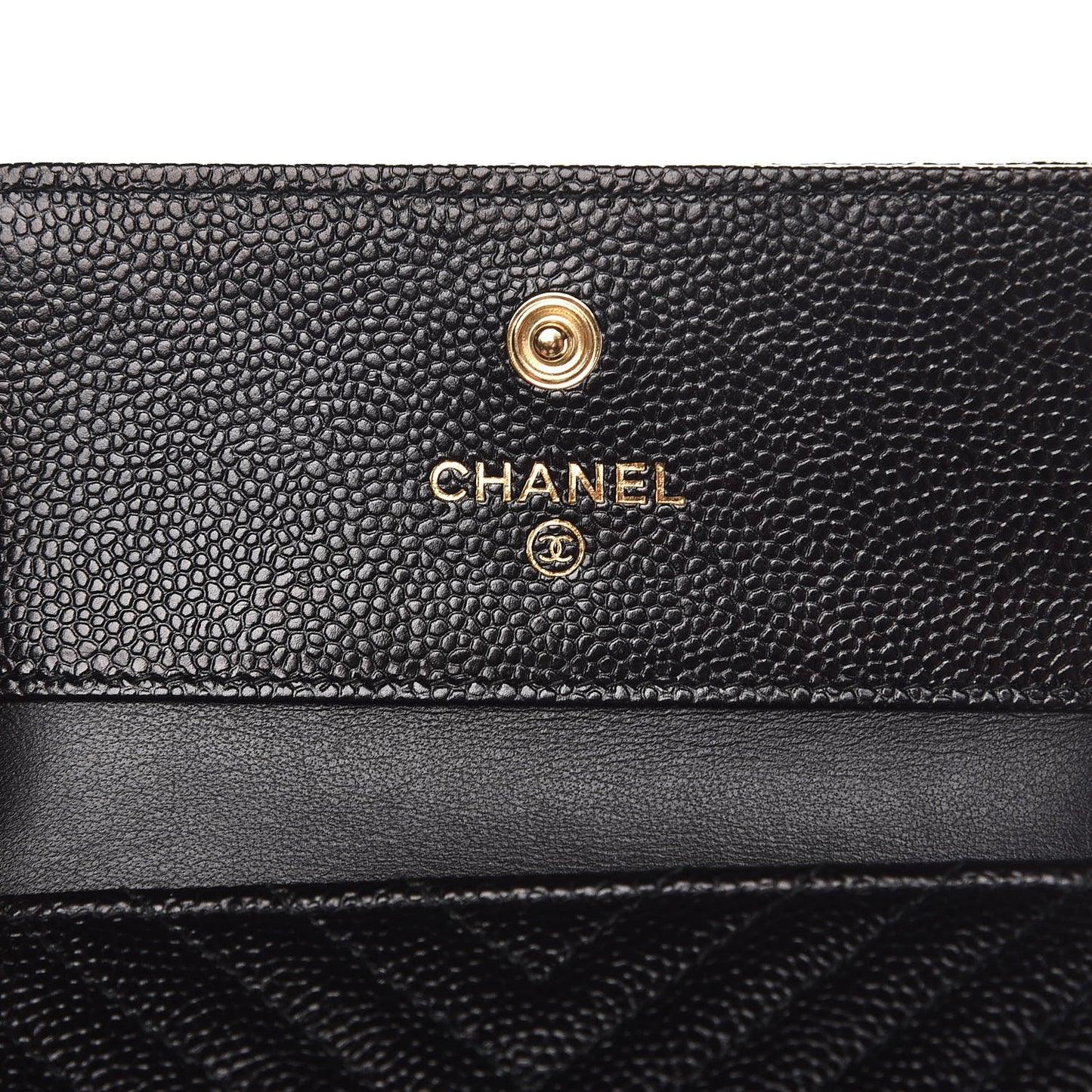 Caviar Chevron Quilted Boy Compact Wallet Black