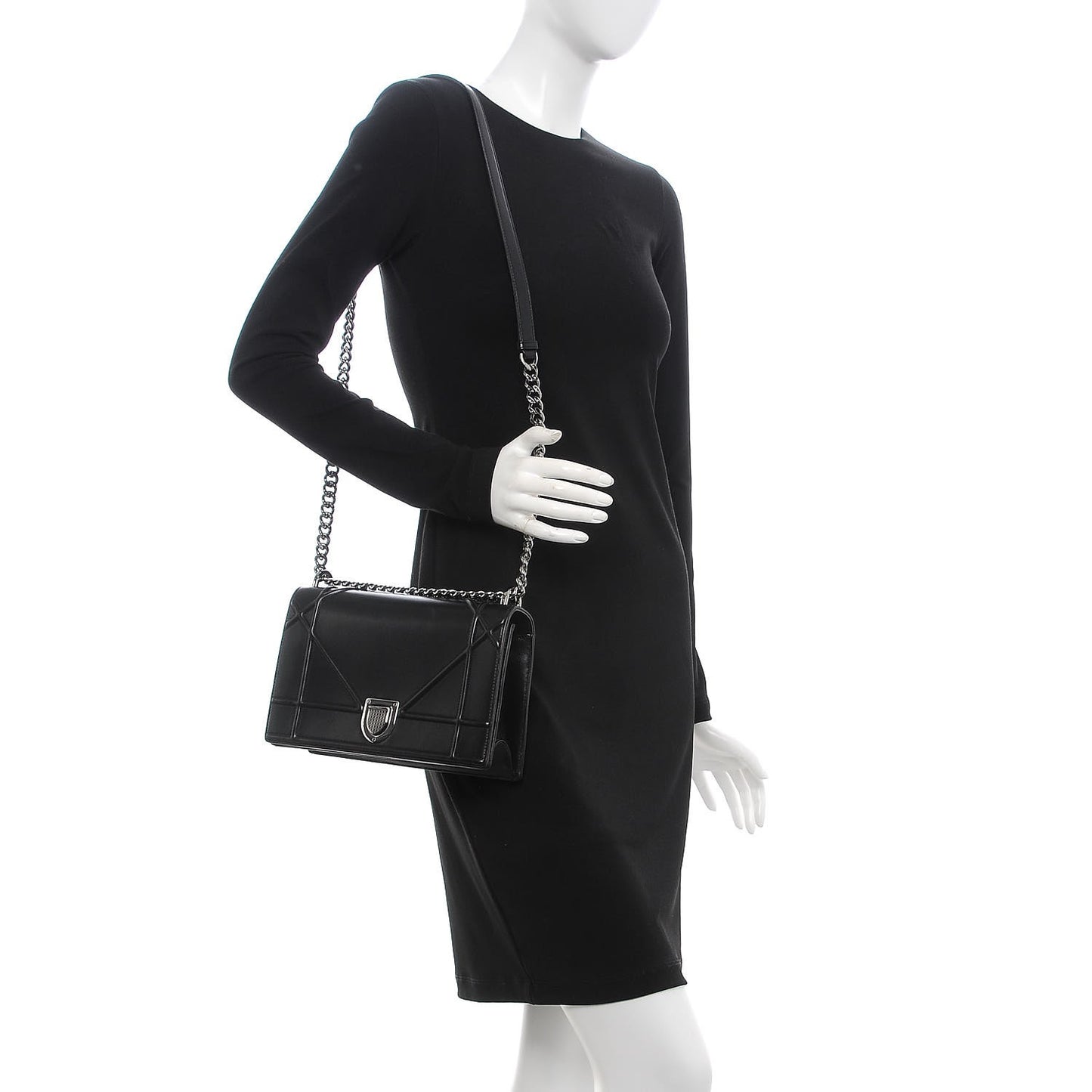 Lambskin Medium Diorama Flap Bag Black